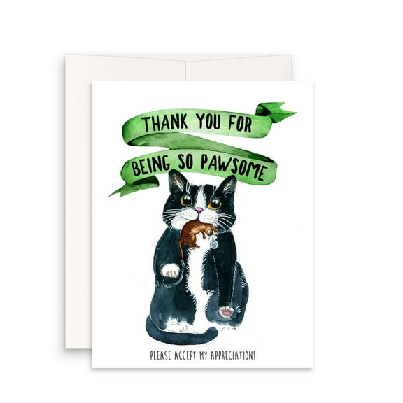 Thank You Card for Cat Lovers – "Thank You for Being So Pawsome" – Cute Cat Illustration – Blank Inside – Perfect for Expressing Appreciation to Friends and Family