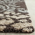 thumbnail image 5 of SAFAVIEH Florida Benton Floral Shag Area Rug, Dark Brown/Grey, 6'7" x 6'7" Round, 5 of 8