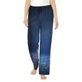 thumbnail image 1 of Fotbe Retro Blue Glitter Pantalones de Pijama para Mujer, Pantalones de Dormir, Pantalones Pj con Cordón y Bolsillos-Large, 1 of 6