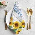 thumbnail image 2 of Sunflowers Cloth Napkins, Yellow Flowers Summer Botanical Pastoral Wooden Washable and Reusable Dinner Napkins Set of 4, Table Napkin for Kitchen Party Birthday Wedding Hotel Housewarming 20"x20", 2 of 9