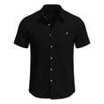 thumbnail image 2 of Eltusu Men's Button Up Shirts, Turn Down Collar Short Sleeve Summer Basic Shirts with Pockets Black Size S, 2 of 4