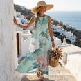 thumbnail image 5 of Xixirimido Hummingbird Peony Flowers Print Linen Summer Dresses for Women Sleeveless A-line Flowy Maxi Dresses Casual Beach Vacation Sundresses with Pockets, 3X-Large, 5 of 7