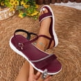 thumbnail image 2 of Miluxas Women's Rhinestone Strap Flat Sandals, Open Toe Ankle Buckle Casual Shoes, Lightweight Comfortable Summer Sandals Red 9.5(43), 2 of 9