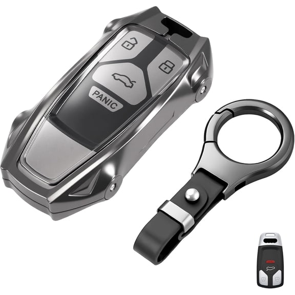 Key Fob Cover Compatible with Fit for Audi A4 A5 A6 Q3 Q5 Q7 RS4 R8 S4 TTS, Heavy, Zinc Alloy Metal, Key Fob Case, Keychain, Keychain Case Holder Protector,1
