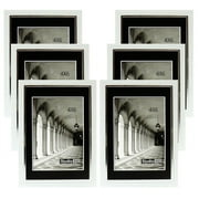 Studio 500, Pack of Six 4x6" Wall and Tabletop Sleek Picture Frame in White/Silver