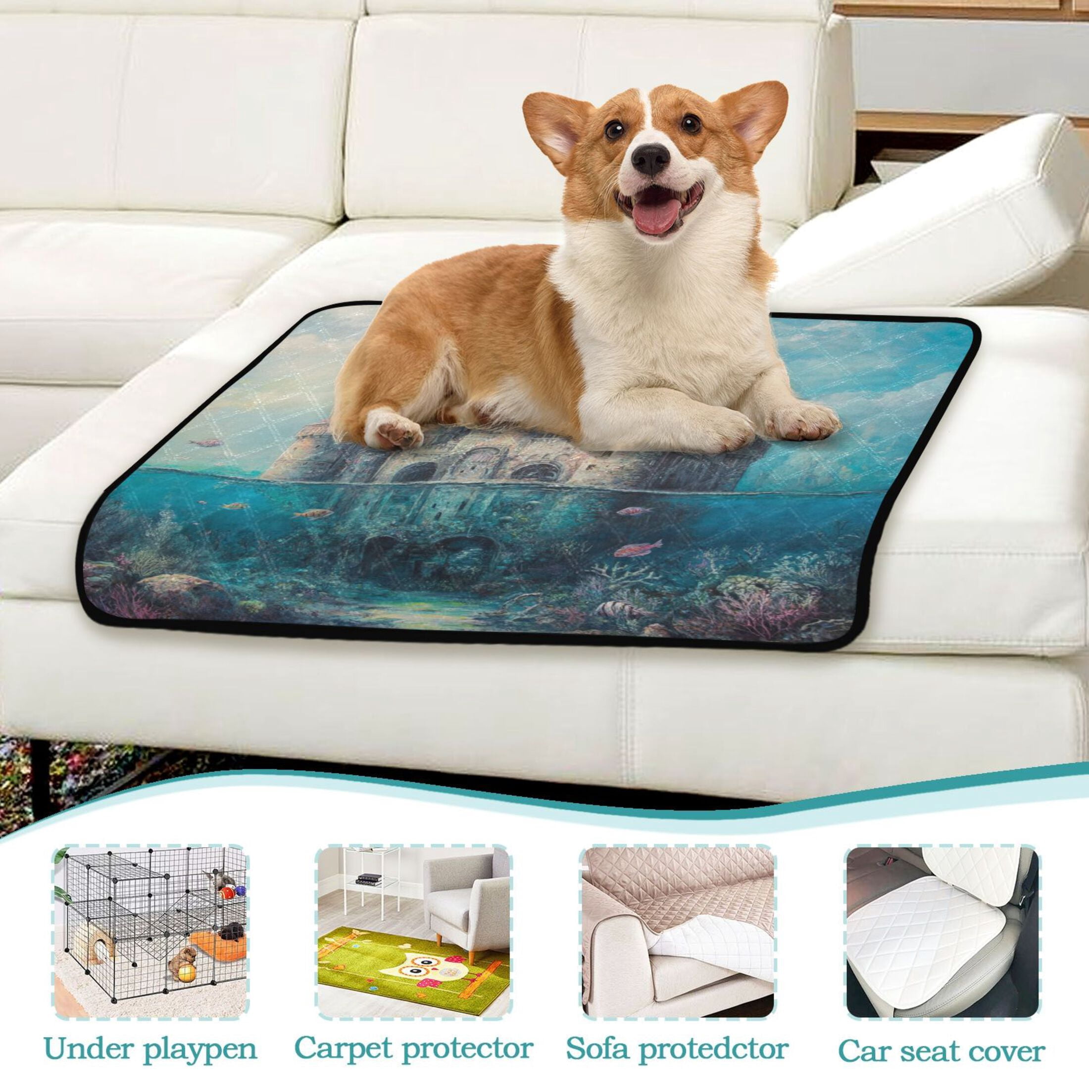 Qxltty Seabed Castle Cat litter Pads Pet Set of 2 Diaper Mats Center Anti-leakage Layer Absorbent Soft and Comfortable