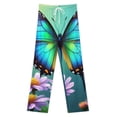 thumbnail image 3 of Blue Butterfly Floral Print Pajama Pants Loose Pajamas Female Breathable Home Trousers Leisure Sleeping Pants Large Size, 3 of 6