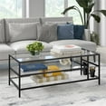 thumbnail image 4 of Henn&Hart Black Bronze Coffee Table with Glass Shelves, 4 of 9