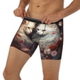 thumbnail image 3 of Salouo Flower Cat Couple Pattern Men's Boxer Briefs, Soft & Breathable Underwear Elastic Waistband Briefs for Men,1-Pack, 3 of 7