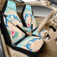thumbnail image 2 of Xoenoiee Beach Dolphin Hibiscus Leaves Seashell Heart Print Car Accessories Set of 5, PU Leather Car Seats Cover Protector, Seatbelt Cover, Auto Armrest Cover Protector for Most Vehicle, SUV, Truck, 2 of 7