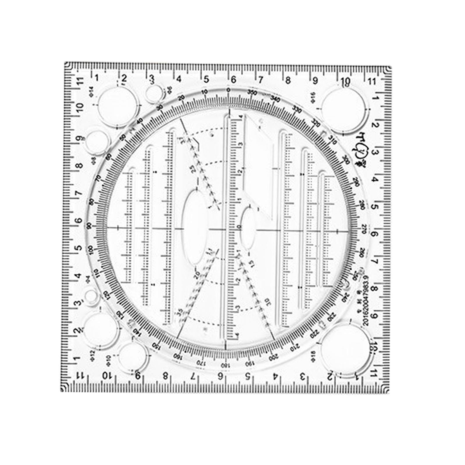 OIAGLH 4 Pcs Multifunctional Geometric Ruler Drawing Tools Plastic Ruler Set Mathematics Measuring Circle Drawing Rulers