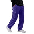 thumbnail image 3 of UDAUDU Mens Baggy Sweatpants Wide Leg Comfortable Cargo Sweatpants with Pockets Casual Lounge High Elastic Waisted Fall Winter Pants Purple L, 3 of 9