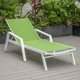 thumbnail image 6 of LeisureMod Marlin Modern White Aluminum Outdoor Patio Chaise Lounge Chair With Arms Set of 2 with Square Fire Pit Side Table Perfect for Patio, Lawn, and Garden (Green), 6 of 21