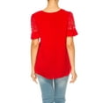 thumbnail image 3 of Women's Classic Solid Top with Lace Accent Casual and Elegant, 3 of 6