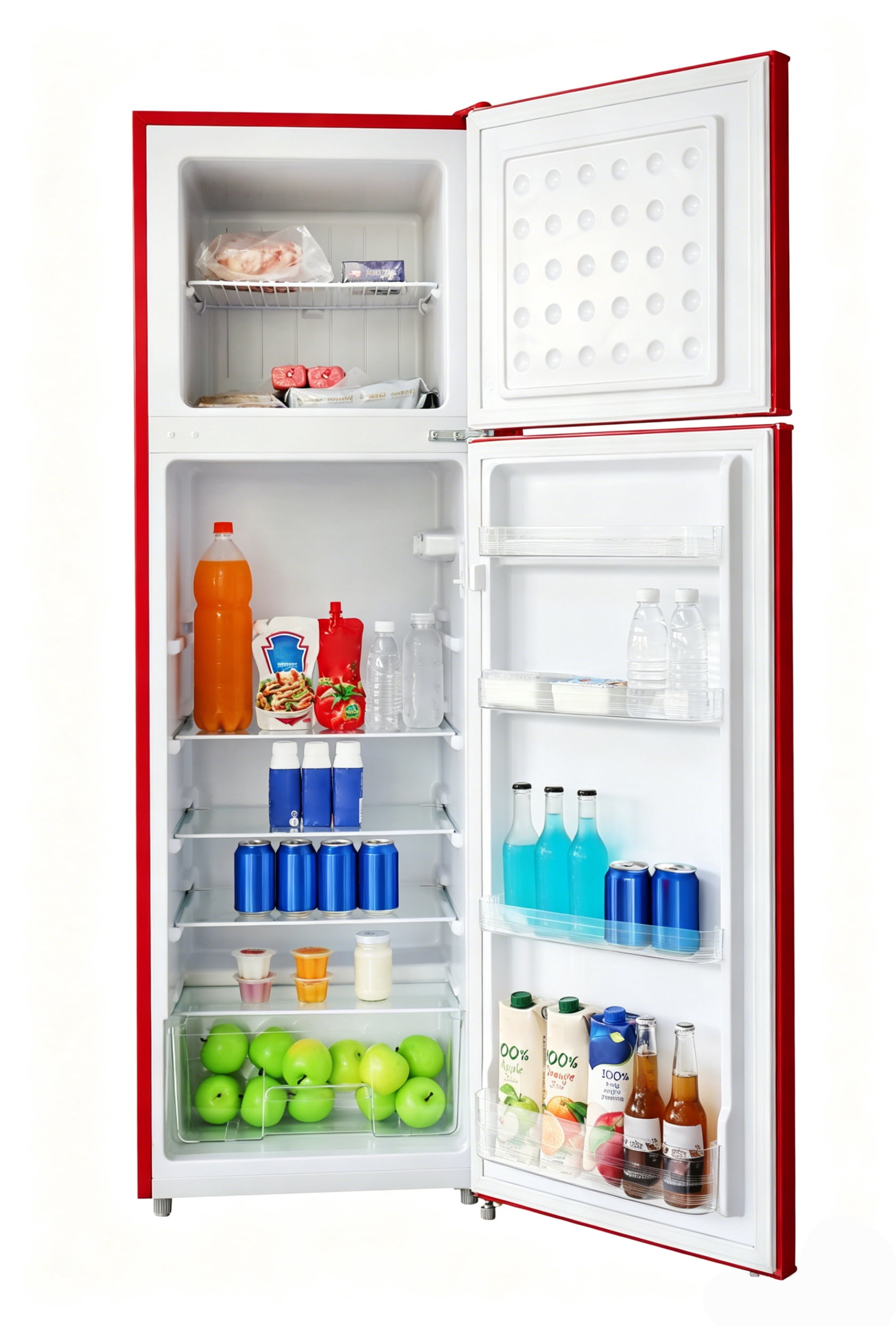Frigidaire 10 Cu. Ft. Top Mount Retro Refrigerator, Apartment Size Compact Fridge, Red