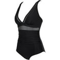 thumbnail image 5 of AWCHIC Women's Solid Color One-Piece Swimsuit Sexy Mesh Tummy Control High Waisted Swimwear, Size M-2XL, 5 of 7