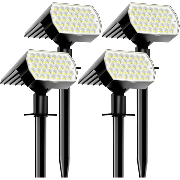 Solar Spot Lights Outdoor Waterproof, 3 Modes Landscape Spotlights, Dusk to Dawn Solar Powered Flood Wall Lights for Outside, Solar Garden Lights for Yard Porch (4PACK)