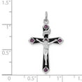 thumbnail image 3 of FB Jewels Sterling Silver Rhodium-plated Black Epxy Purple CZ INRI Cross Pendant, 3 of 4