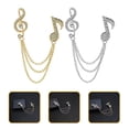 thumbnail image 4 of 2pcs Tie Pin Brooches for Men Rhinestone Musical Note Collar Chains Jewelry, 4 of 9