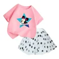 thumbnail image 2 of Conjunto de 2 piezas de camiseta y falda de algodón para niña, falda tutú de princesa de ballet esponjosa, traje de falda de encaje para fiesta de cumpleaños y boda, 2 of 5