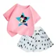 thumbnail image 2 of Conjunto de 2 piezas de camiseta y falda de algodón para niña, falda tutú de princesa de ballet esponjosa, traje de falda de encaje para fiesta de cumpleaños y boda, 2 of 5