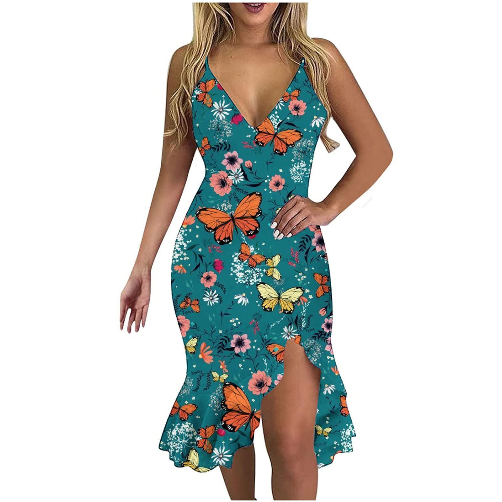 TBKOMH Summer Dresses for 2023, 2023 Spring Casual Halter Neck ALine