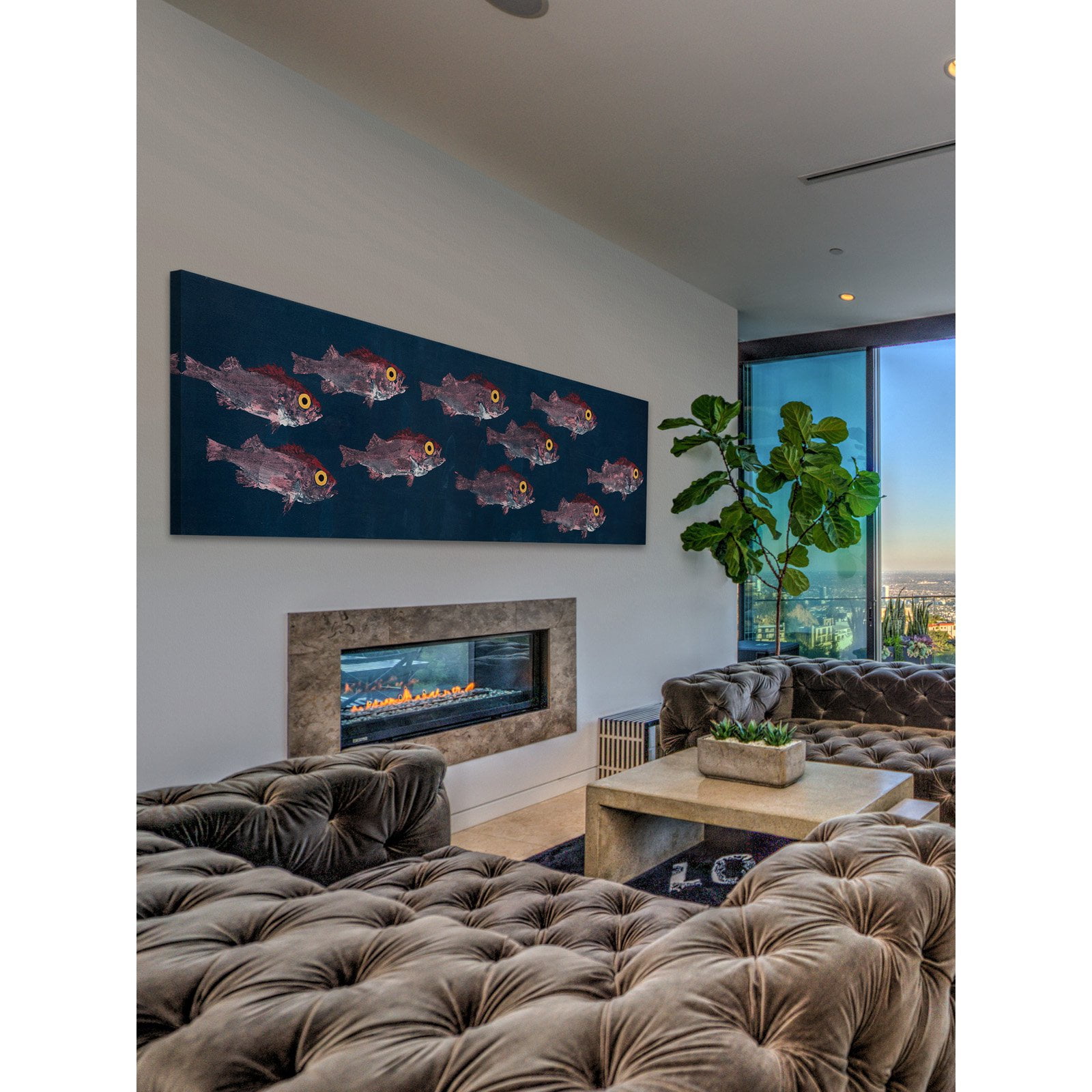 Marmont Hill "Big-Eyed Fish" by Michael Pantalos Painting Print on Wrapped Canvas