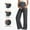Dark Gray, variant on Maternity Pants for Work Wide Leg Pants Woman with Elastic Waistband High-Waist Fleece-Lined Winter Pants for Pregnant Women Straight Leg Breathable Belly Support Maternity Clothes