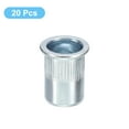 thumbnail image 3 of Unique Bargains M12 Rivet Nuts, 20 Pack Zinc Plated Carbon Steel Knurled Flat Head Threaded Insert Nuts, 3 of 5
