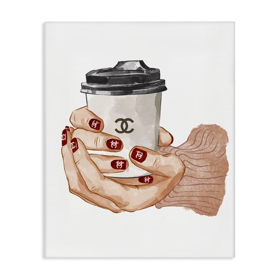 Stupell Industries Glam Designer Logo Red Nail Polish Coffee Cup Canvas Art, 16 x 20, by Ziwei Li