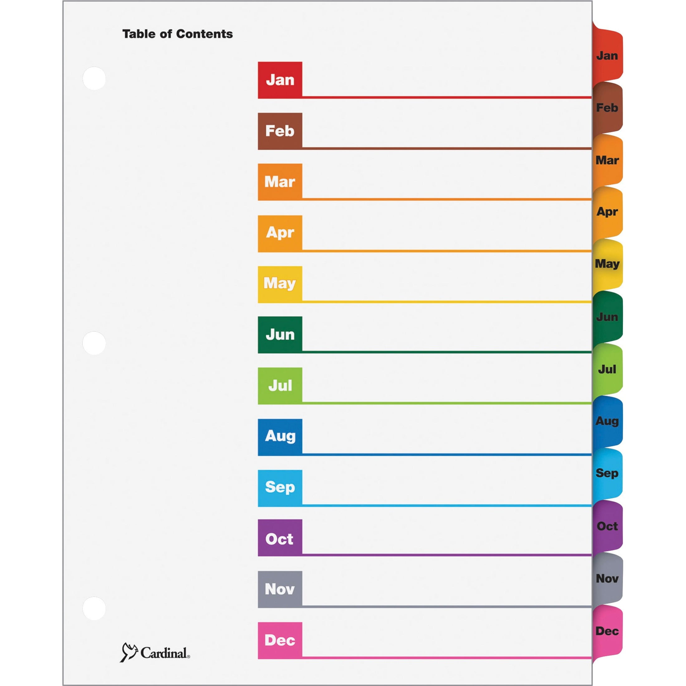 Cardinal, CRD60318CB, One Step Monthly Index System, 12 Per Set