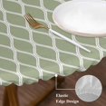 thumbnail image 3 of Sage Green Morocco Round Tablecloth, Fitted Table Cover with Elastic for 45"-54" Round Tables, Ocean Yellow Nautical Anchor Stripe Table Cloth Outdoor Indoor Dinning Party Waterproof Tablecloths, 3 of 7