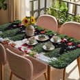 thumbnail image 3 of Black Christmas Table Cloths for 3 Foot Rectangle Tables, Xmas Tree Ball Snowflake Winter Gifts Patio Waterproof Elastic Fitted Tablecloths, Washable Rectangular Table Cover for Camping, 3 of 8