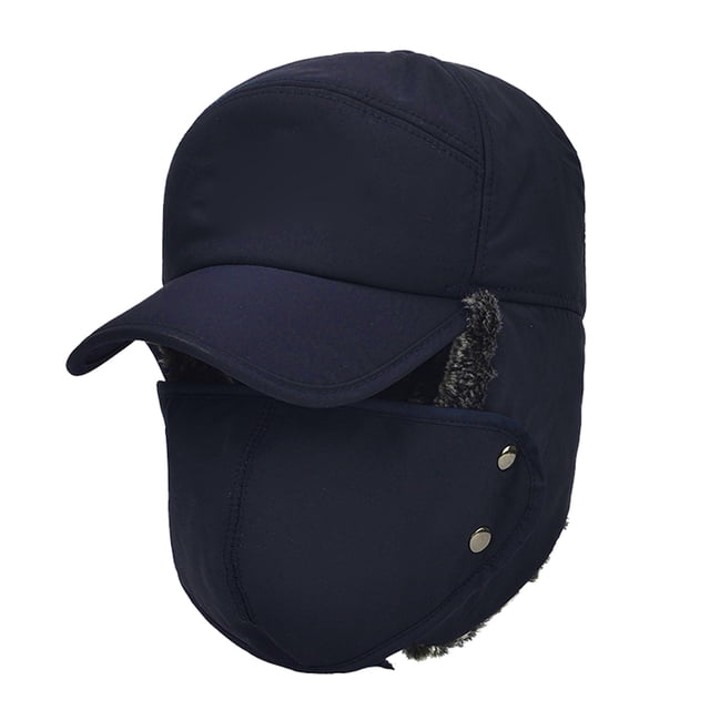 Gorra de piel sintética sencilla con visera y funda de esquí resistente al viento para hombre