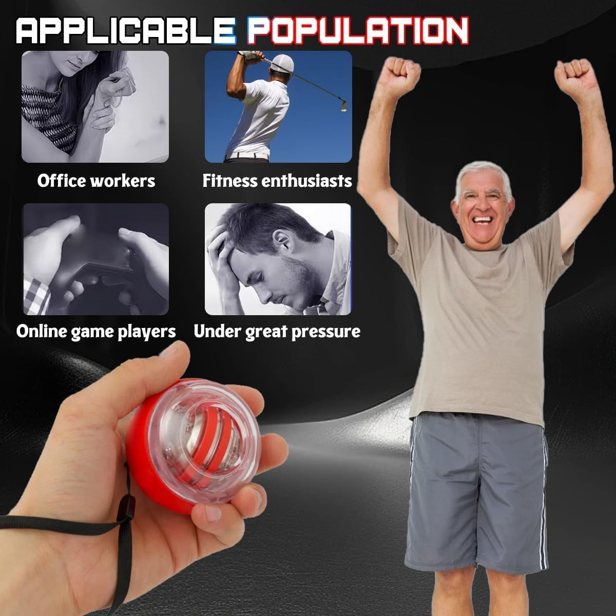 2026 Best Wrist Ball Hand Exerciser, Gyro Balls Wrist Strengthener - Stronger Hands & Grip Strength, Wrist Trainer Balls Auto-Start Gyroscopic Forearm Exerciser w/LED Lights for Seniors