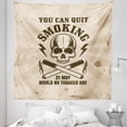 thumbnail image 1 of Skull Smoking Tapestry, World No Tobacco Day Pattern Vintage Image 2 Crossed Cigarettes, Fabric Wall Hanging Decor for Bedroom Living Room Dorm, 5 Sizes, Beige and Dark Cocoa, by Ambesonne, 1 of 1