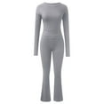 thumbnail image 5 of Scyoekwg Two Piece Workout Outfits For Women Slim Workout Outfits Long Sleeve Tops Long Pants Casual Two Piece Set Matching Outfits Fashion Sweatsuits (Gray,M), 5 of 5