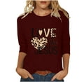 thumbnail image 2 of HOMBOM 3/4 Sleeve Womens Easter Shirts 2024 Wine Casual Tops Crew Neck LOVE LIKE JESUS Cute Tops For Women Y2k M, 2 of 5