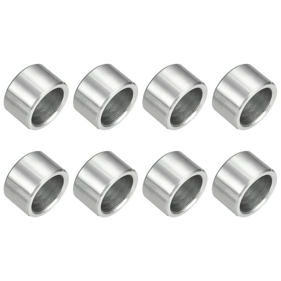8Pcs 304 Stainless Steel Spacer 5/8" OD x 1/2" ID x 3/8" Length(16x12x10mm) Screw Standoff Bushing Plain Finish Unthreaded Round Metal Spacer for M3 Screws Bolts and Rods, Silver