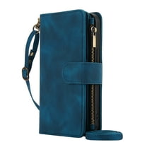 Dteck for Google Pixel 9 / 9 Pro Case Wallet with RFID Blocking Card Slots Premium Soft PU Leather Zipper Flip Folio Wallet with Wrist Shoulder Strap Kickstand Phone Case 6.3 Inch,Blue