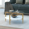 thumbnail image 6 of Evelyn&Zoe Otto 36" Wide Round Coffee Table with MDF Shelf, Brass/White Lacquer, 6 of 10