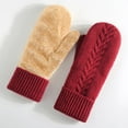 thumbnail image 5 of KHONTS Women's Mittens Winter Gloves Warm Lining Mittens Cozy Thick Crochet Cable Knit Gloves Red One Size, 5 of 5