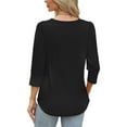 thumbnail image 4 of Diufon Womens Tops 3/4 Sleeve with Buttons Dressy Casual Blouses Soft Crewneck Shirts Fall Fashion Clothes, 4 of 9