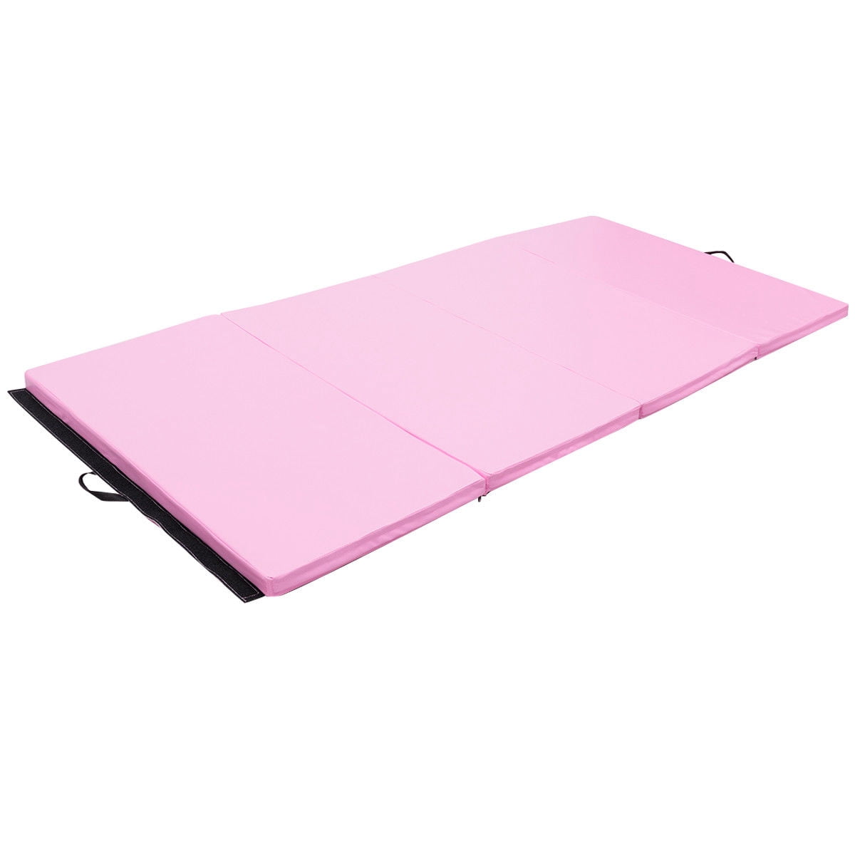 Gymax 4 Ft. x 8 Ft. x 2 In., Gymnastics Mat Thick Folding Panel Aerobics Exercise Gym Mat Fitness, Pink