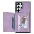 thumbnail image 3 of For Samsung Galaxy S25 Ultra Phone Case Card Slots Metal Buttons Convenient Kickstand Synthetic Leather Lightweight Plain Slim  Shockproof Anti-Fingerprint Phone Cover for Women or Men,Purple, 3 of 7