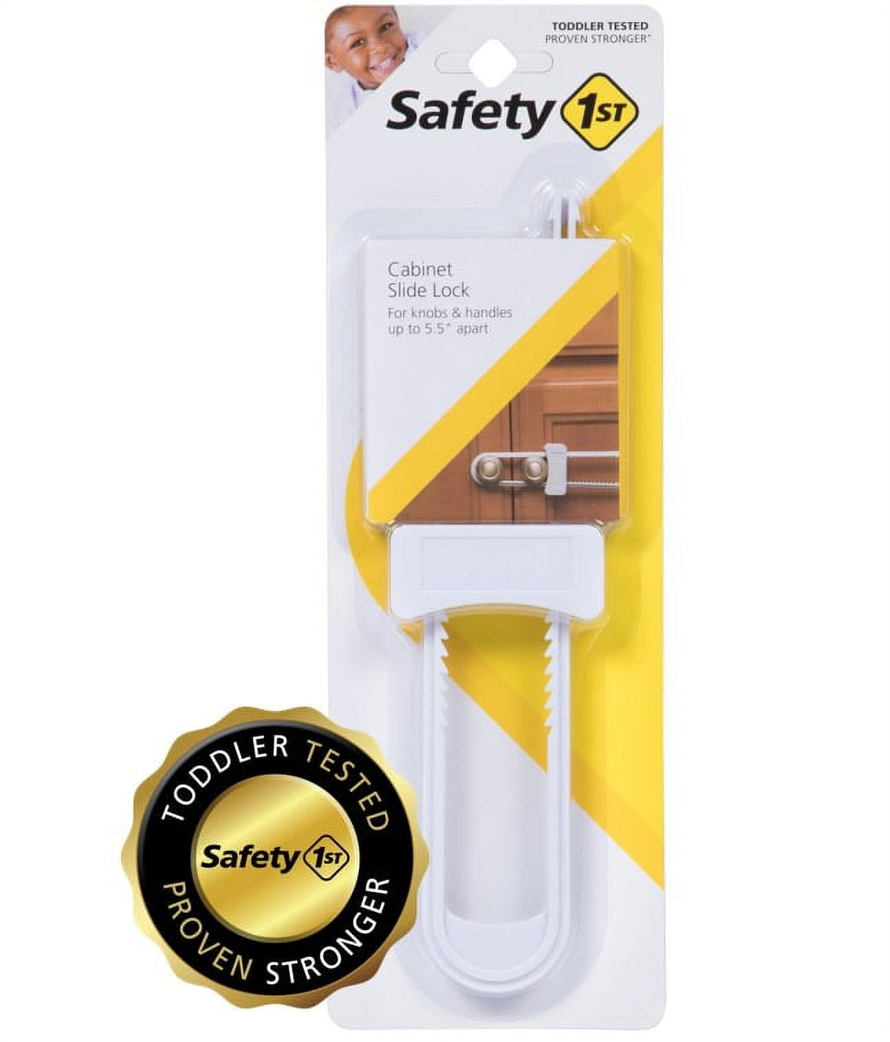 (3 pack) Safety 1ˢᵗ Cabinet Slide Lock (1pk), White, Toddler