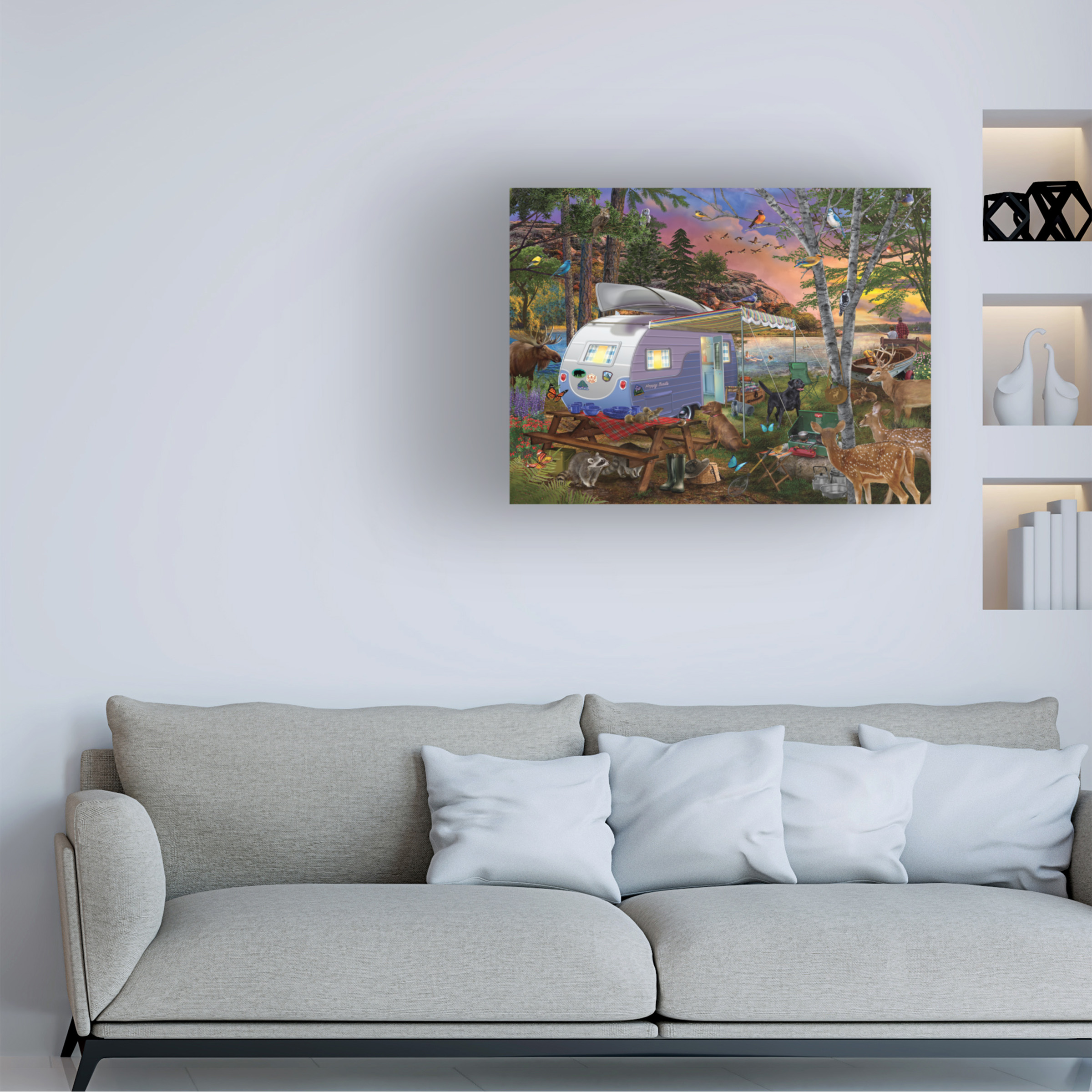 Bigelow Illustrations 'Camp Site Watch Dogs' Canvas Art