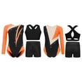 thumbnail image 3 of inlzdz Dance Unitards for Girls Shiny Rhinestones Color Block Asymmetrical Skating Leotard with Orange 16, 3 of 5