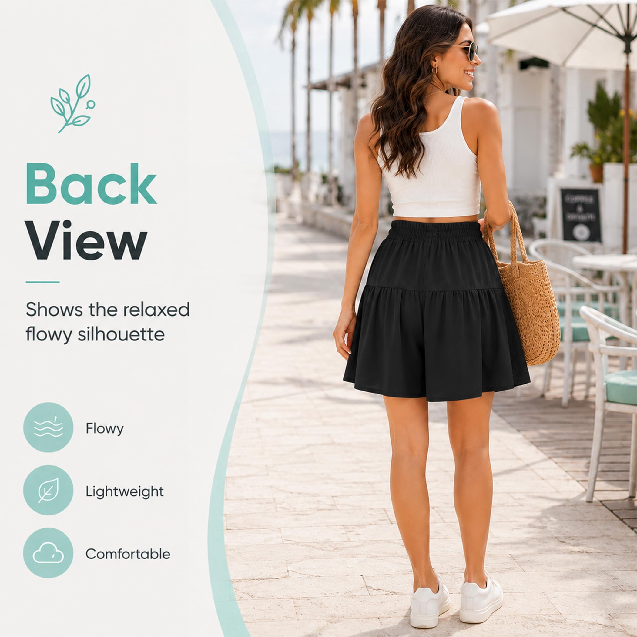Bloomease Flowy Shorts - Women's Lightweight Stretch Comfy Flowy Shorts, High Waisted Loose Fit Bermuda for Summer
