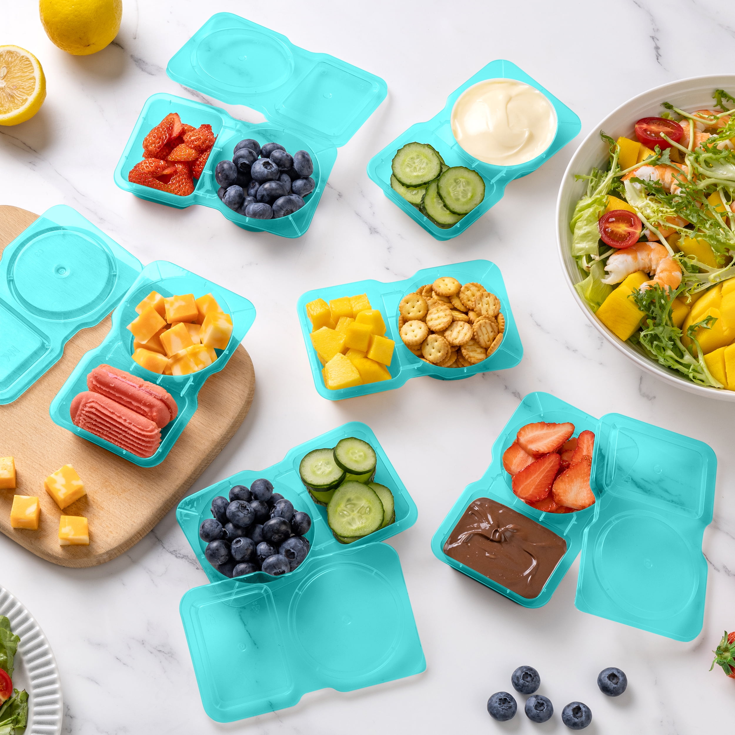 CWC 30PC 2 COMPARTMENT SNACK BOX Teal - Walmart.com